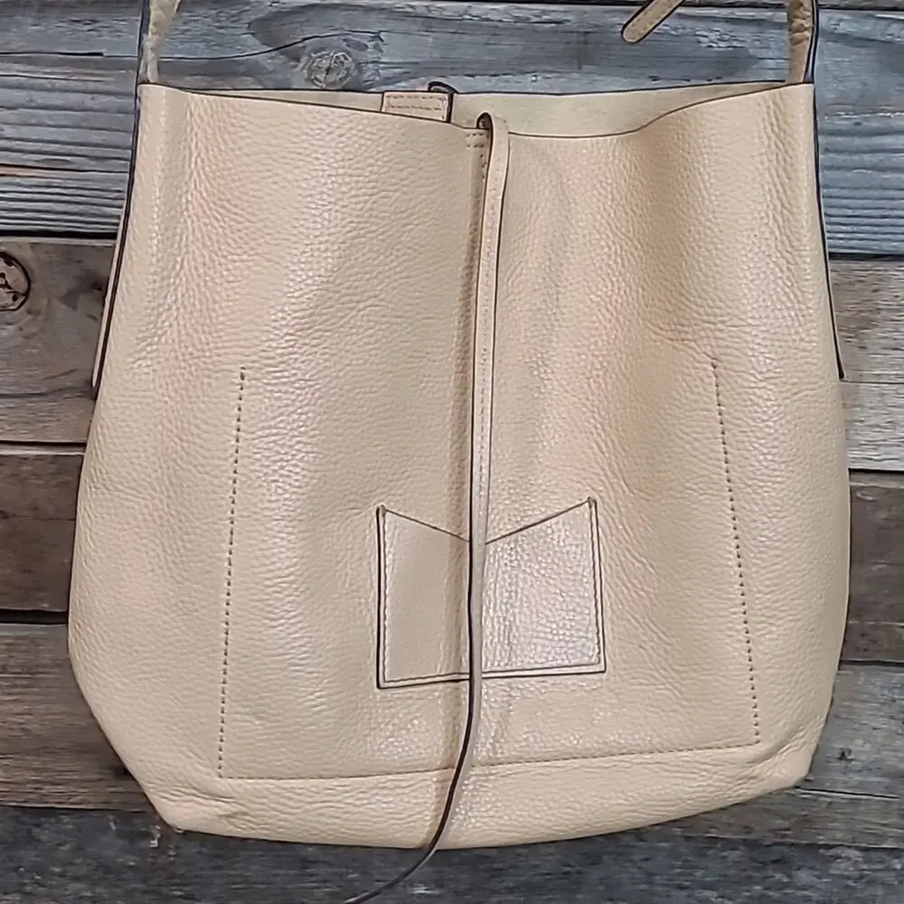 Michael Kors Junie Large Pebbled Leather Messenger Nude